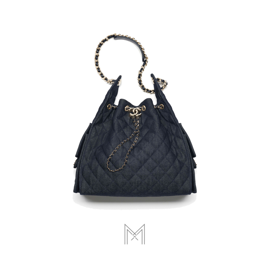 Túi dây rút Chanel Pre-Collection Xuân Hè màu xanh denim MCN36 2026 Túi dây rút Chanel Pre-Collection Xuân Hè màu xanh denim MCN36 2026