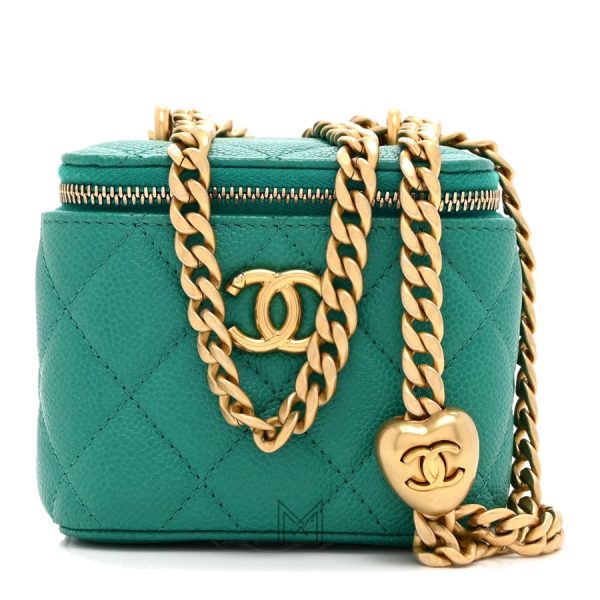 Túi xách đeo chéo Caviar Quilted Sweetheart màu xanh chính hãng MCN05