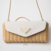 Túi xách đeo chéo Prada màu be nắp trắng chính hãng MHTP003 2026