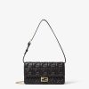 Túi đeo chéo Fendi Baguette Black da nappa đen hoạ tiết FF dập nổi MHH008 2026