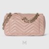 Túi Gucci Marmont xách đeo chéo màu hồng logo GG vàng chính hãng MHTG120 2026