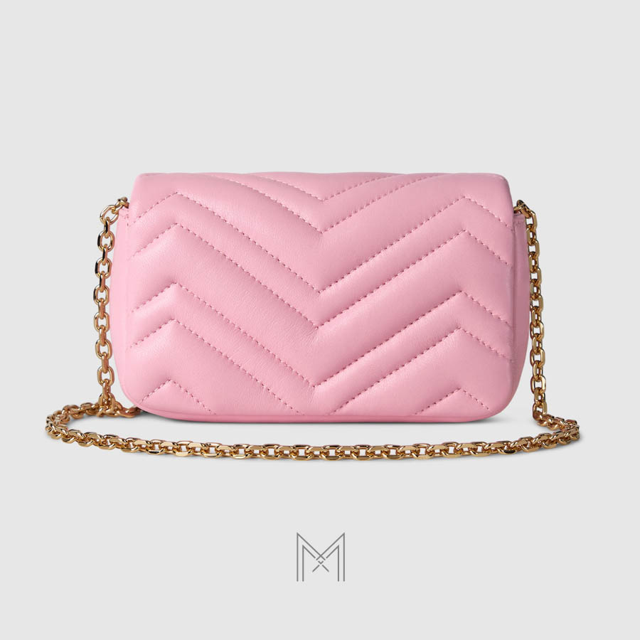 Túi xách đeo chéo mini Gucci Marmont màu hồng phấn sáng logo vàng chính hãng MHTG037 2026 Túi xách đeo chéo mini Gucci Marmont màu hồng phấn sáng logo vàng chính hãng MHTG037 2026