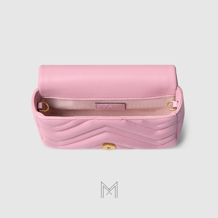 Túi xách đeo chéo mini Gucci Marmont màu hồng phấn sáng logo vàng chính hãng MHTG037 2026 Túi xách đeo chéo mini Gucci Marmont màu hồng phấn sáng logo vàng chính hãng MHTG037 2026