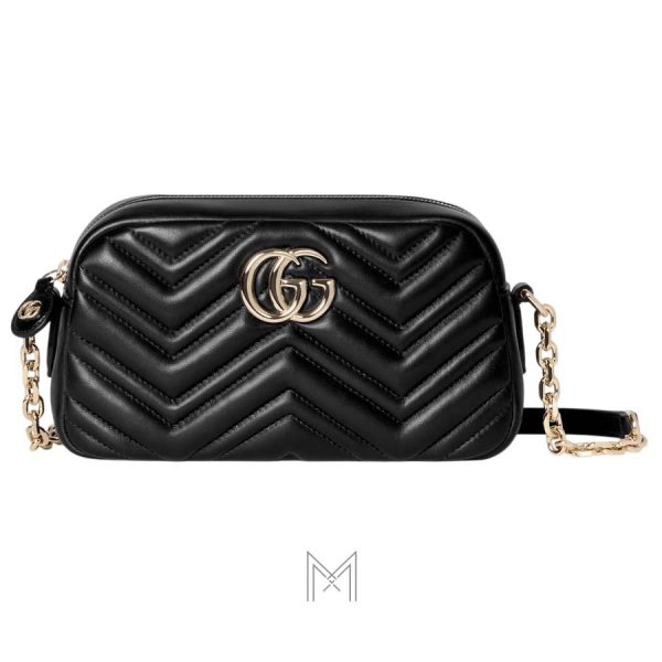 Túi xách đeo chéo Gucci Marmont Small màu đen logo GG vàng chính hãng MHTG063