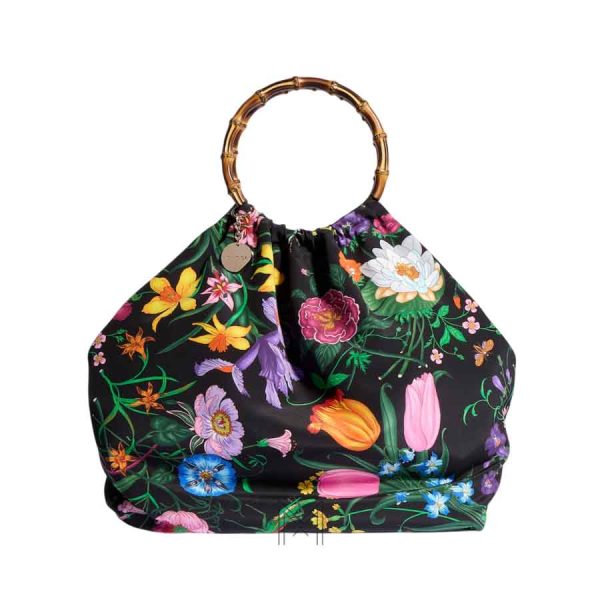 Túi xách Gucci Silk Maxi đen họa tiết quai trúc chính hãng MHTG072