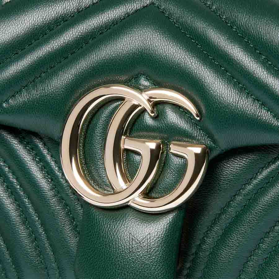 Túi xách đeo chéo Gucci Marmont màu xanh lá dây xích vàng authentic MHTG110 2026 Túi xách đeo chéo Gucci Marmont màu xanh lá dây xích vàng authentic MHTG110 2026