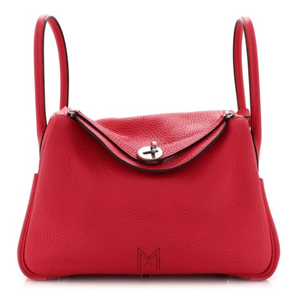 Túi xách Hermes Lindy màu đỏ da sần chính hãng MTH15