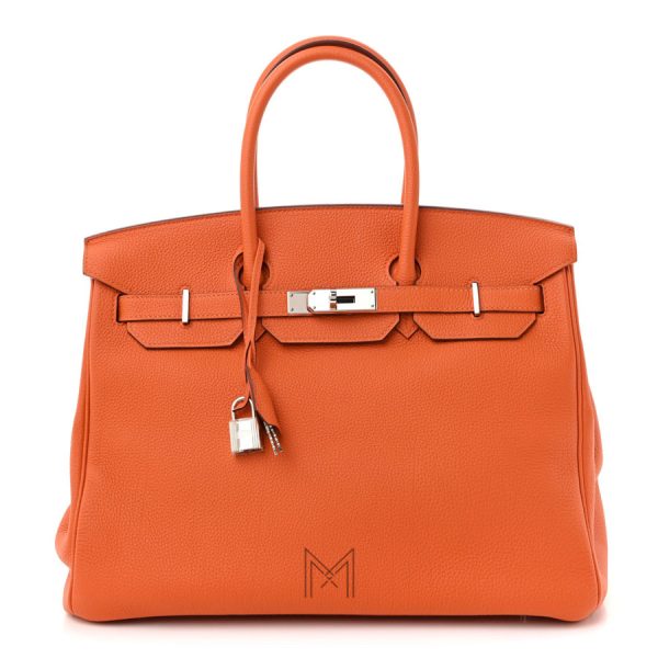 Túi xách Hermes Birkin 35 màu cam da sần chính hãng MTH17