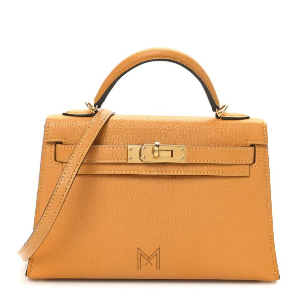 Túi xách Hermes Kelly màu vàng da sần hàng hiệu MTH22