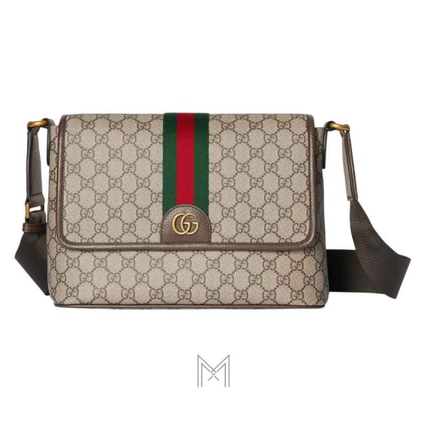 Túi đeo chéo Gucci nắp gập họa tiết monogram chính hãng MHTG068