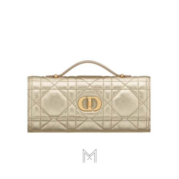 Túi Xách Dior Miss Caro Metallic Gold-Tone Macrocannage Calfskin JJT253