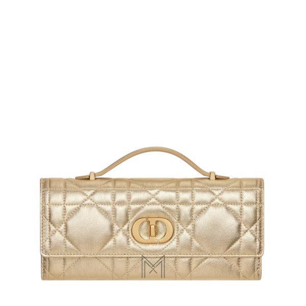 Túi Xách Dior Miss Caro Metallic Pale Gold-Tone Macrocannage Calfskin JJT252