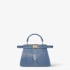 Túi xách đeo chéo Fendi Peekaboo ISeeU Petite Light indigo stingray màu xanh MHH115 2026