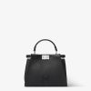 Túi xách đeo chéo da Fendi Peekaboo màu đen khoá bạc MHH101 2026 Túi xách đeo chéo da Fendi Peekaboo màu đen khoá bạc MHH101 2026