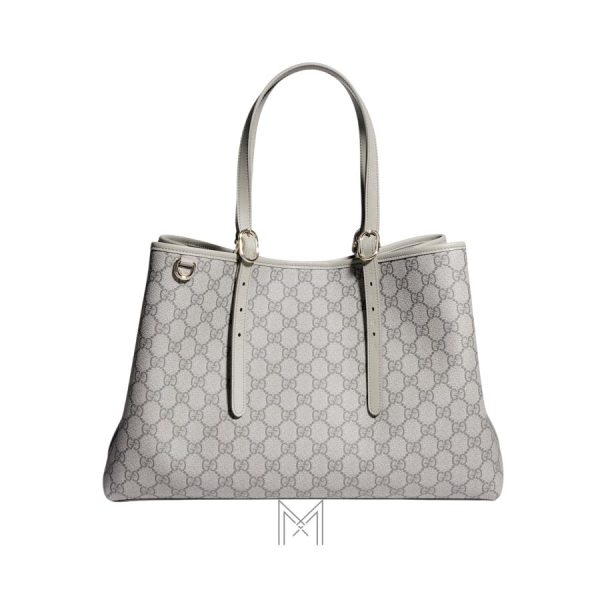 Túi xách tote Gucci Emblem màu xám họa tiết GG chính hãng MHTG062