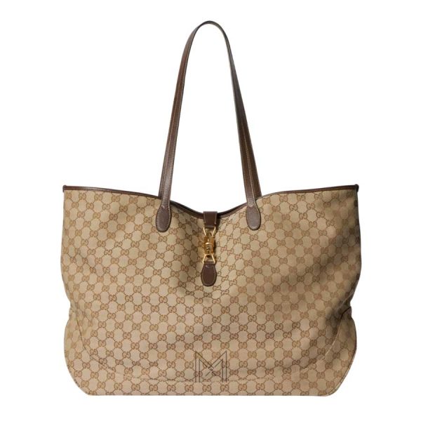 Túi xách tote Gucci màu be họa tiết khóa vàng chính hãng MHTG128
