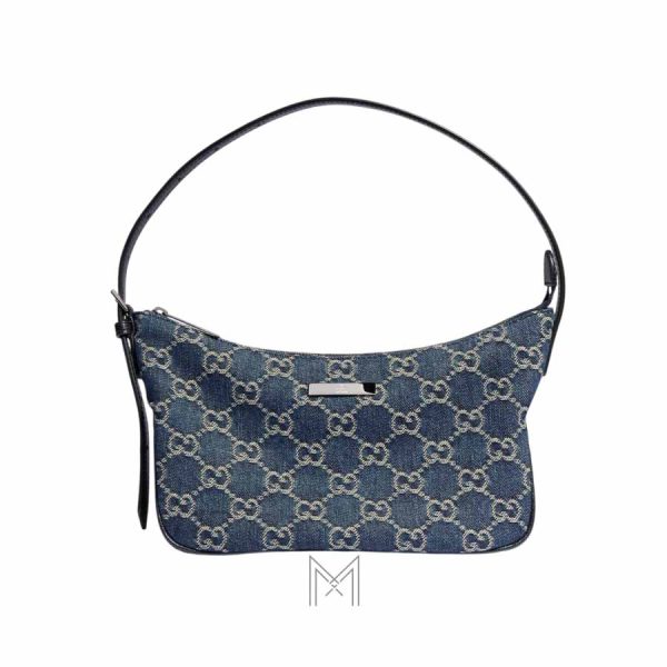 Túi kẹp nách Gucci Lunetta màu xanh denim chính hãng MHTG022