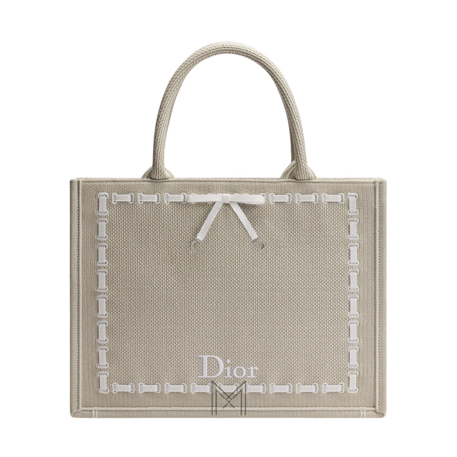 Túi Xách Medium Dior Book Tote Beige Embroidery and White Woven Grosgrain Ribbon JJT272 2026 Túi Xách Medium Dior Book Tote Beige Embroidery and White Woven Grosgrain Ribbon JJT272 2026