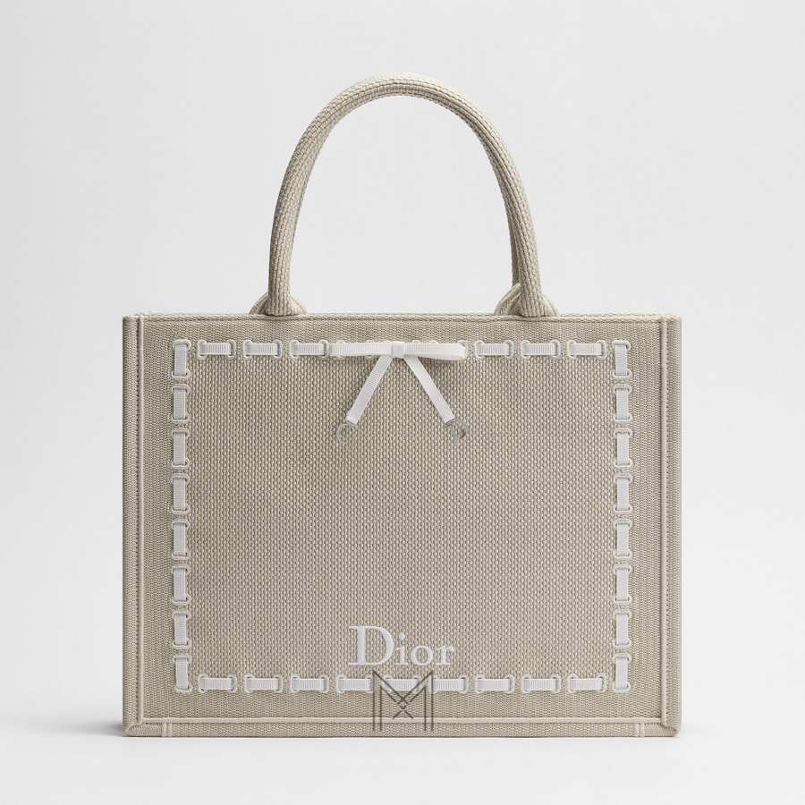 Túi Xách Medium Dior Book Tote Beige Embroidery and White Woven Grosgrain Ribbon JJT272 2026 Túi Xách Medium Dior Book Tote Beige Embroidery and White Woven Grosgrain Ribbon JJT272 2026