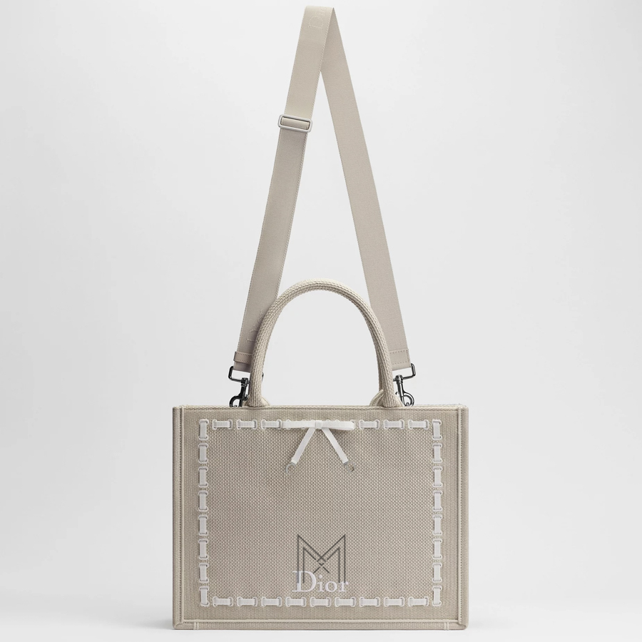 Túi Xách Medium Dior Book Tote Beige Embroidery and White Woven Grosgrain Ribbon JJT272 2026 Túi Xách Medium Dior Book Tote Beige Embroidery and White Woven Grosgrain Ribbon JJT272 2026