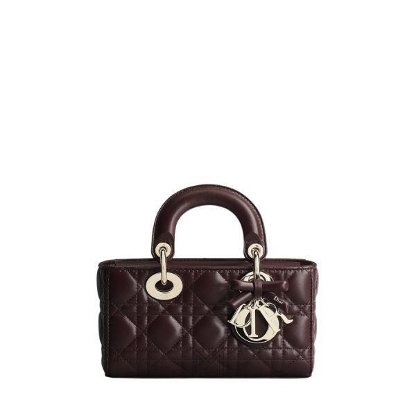 Túi Xách Đeo Chéo Mini Lady D-Joy Bag Deep Amaranth Cannage Lambskin JJT275
