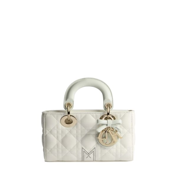 Túi Xách Đeo Chéo Mini Lady D-Joy Bag Two-Tone Latte and Soupir Green Cannage Lambskin JTT281