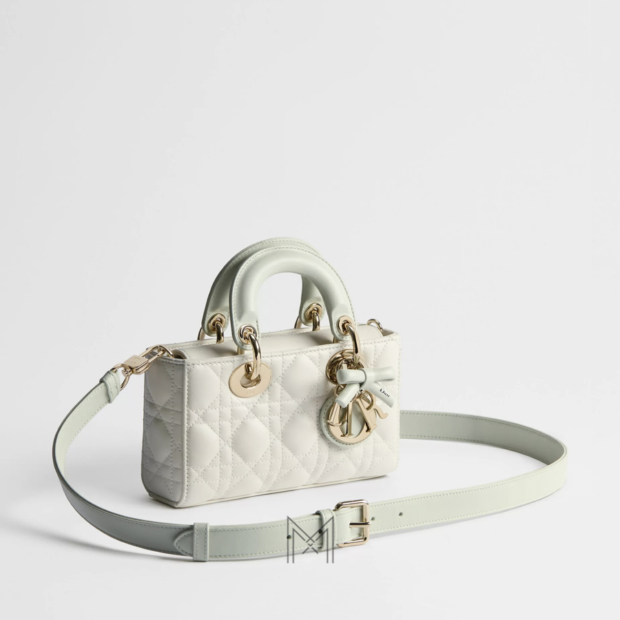 Túi Xách Đeo Chéo Mini Lady D-Joy Bag Two-Tone Latte and Soupir Green Cannage Lambskin JTT281 2026 Túi Xách Đeo Chéo Mini Lady D-Joy Bag Two-Tone Latte and Soupir Green Cannage Lambskin JTT281 2026