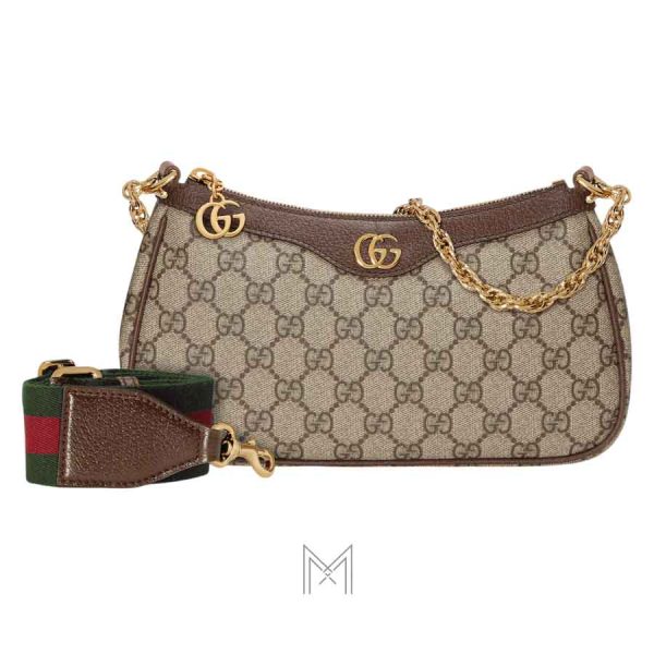 Túi xách đeo chéo Gucci Ophidia họa tiết monogram dây xích vàng chính hãng MHTG069