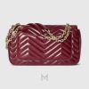 Túi Gucci Marmont xách đeo chéo màu đỏ logo GG vàng chính hãng MHTG119 2026