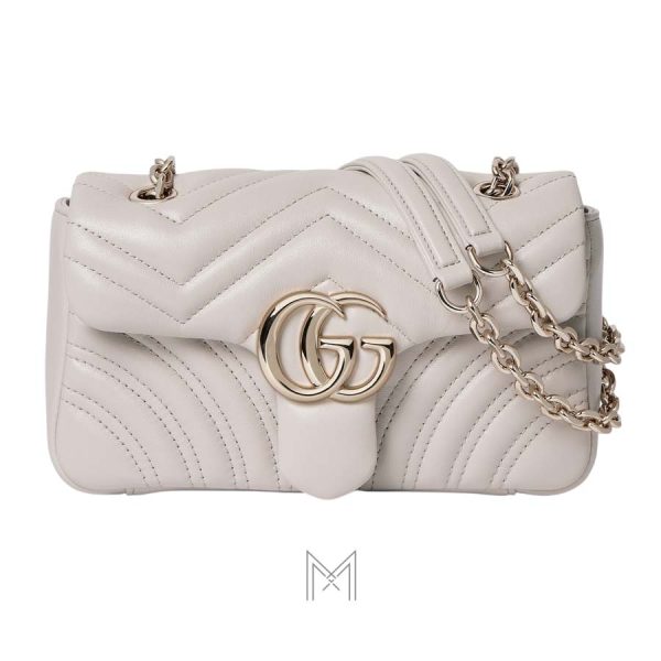 Túi xách đeo chéo Gucci Marmont màu trắng dây xích vàng authentic MHTG111