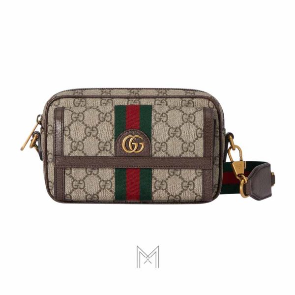 Túi đeo chéo Gucci Ophidia nắp gập họa tiết logo GG vàng authentic MHTG050
