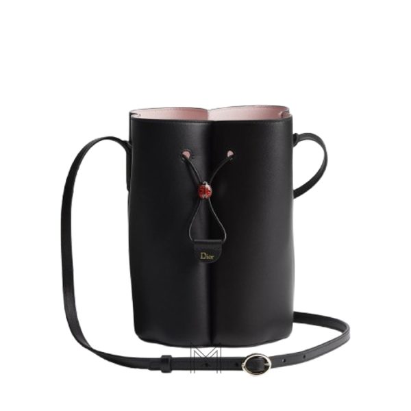 Túi Xách Đeo Chéo Dior Petit Trèfle Mini Bucket Bag Black Smooth Lambskin JTT015