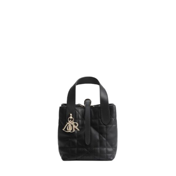 Túi Xách Đeo Chéo Dior Toujours Vertical Nano Tote Bag Black Macrocannage Calfskin JTT005
