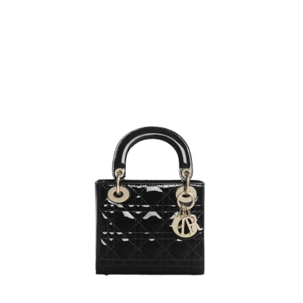Túi Xách Mini Lady Dior Bag Black Patent Cannage Calfskin JTT033