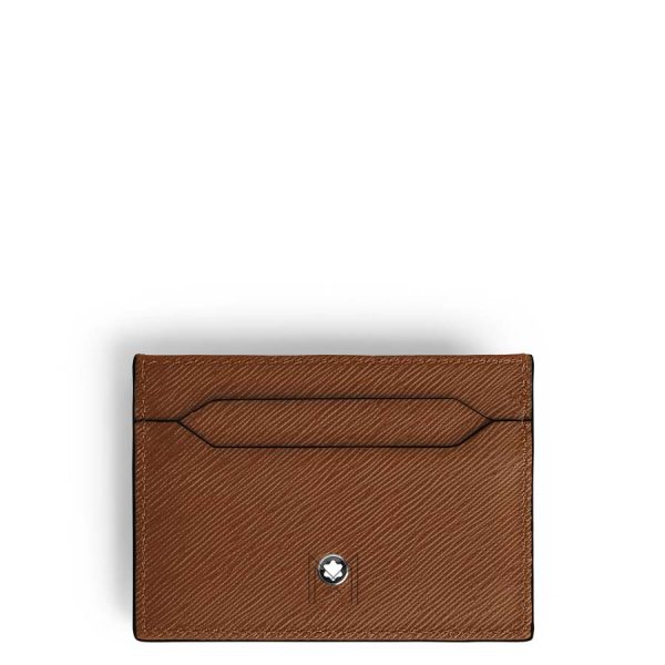 Ví Montblanc kẹp thẻ 5 ngăn màu nâu da hạt authentic MHVM010