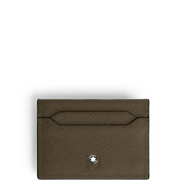 Ví Montblanc kẹp thẻ 5 ngăn màu xanh kaki da hạt authentic MHVM009
