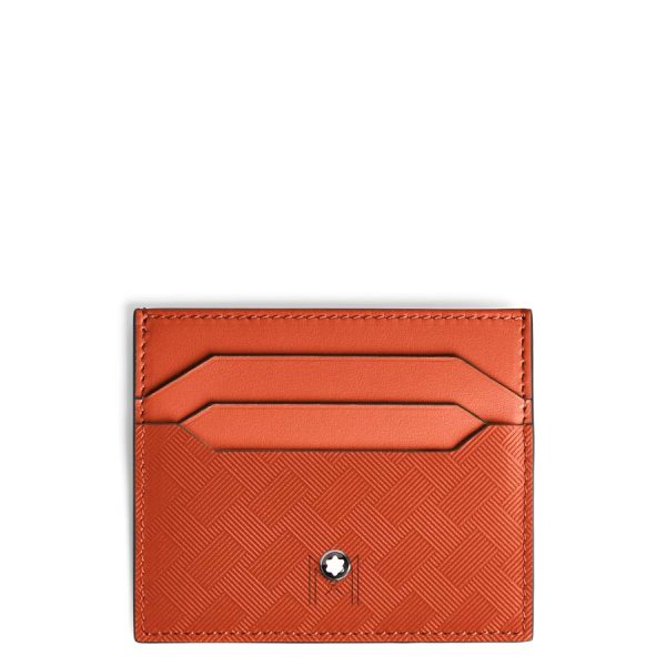 Ví Montblanc kẹp thẻ 6 ngăn màu cam vân đan chéo authentic MHVM005