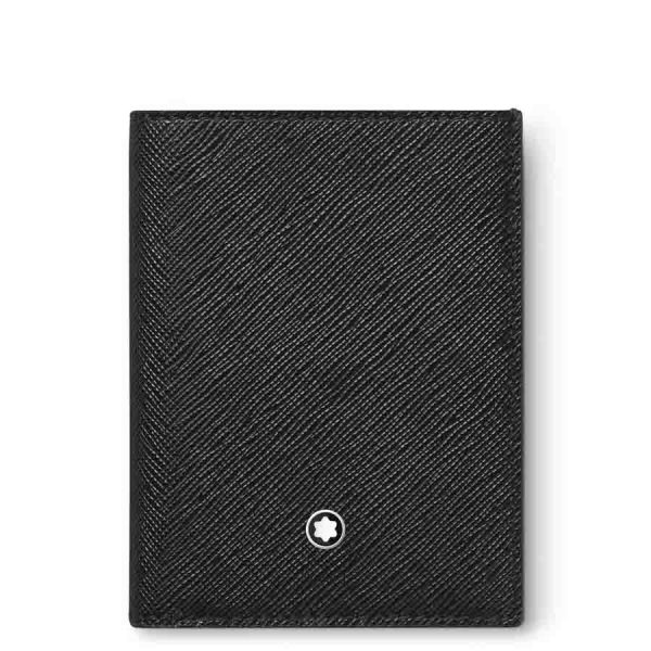 Ví Montblanc ngắn 4 ngăn màu đen da sần authentic MHVM026