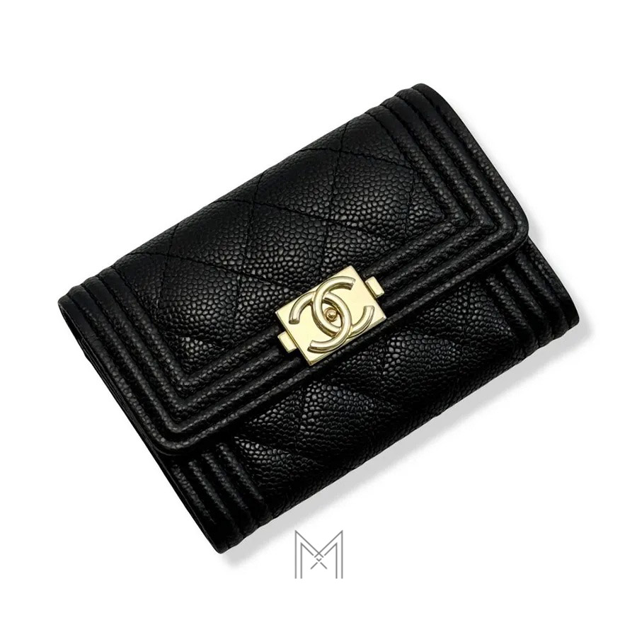 Ví ngắn Chanel caviar màu đen hàng hiệu authentic MHV22 2026 Ví ngắn Chanel caviar màu đen hàng hiệu authentic MHV22 2026