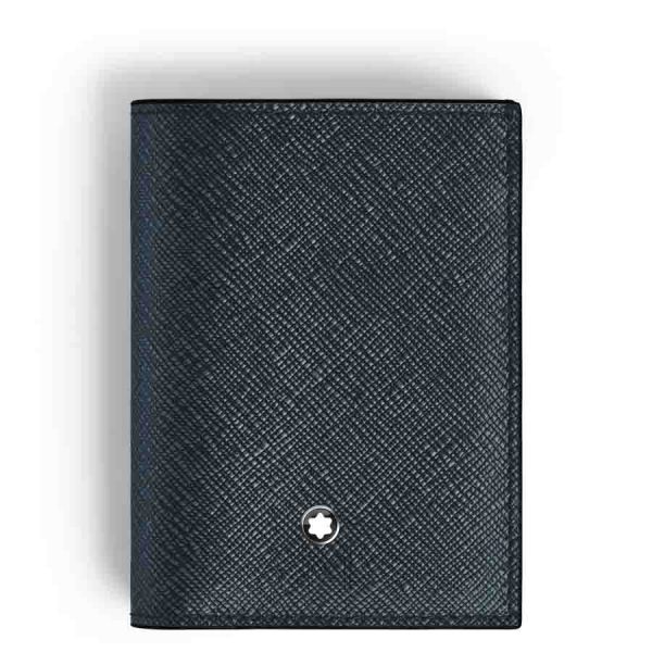 Ví Montblanc ngắn màu xanh navy da sần chính hãng MHVM028