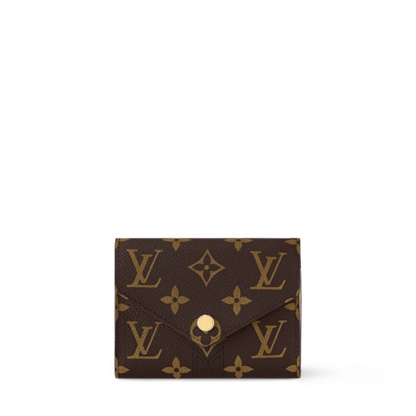 Ví Ngắn Cúc Bấm LV Victorine Nâu Monogram Canvas Rose Ballerine Chính Hãng VLV125