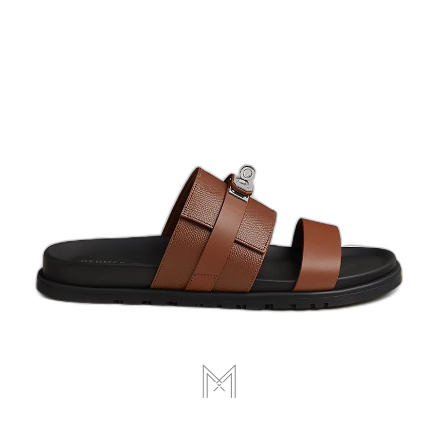 Dép quai ngang Hermes Jackson màu nâu hàng hiệu MGH049 2026 Dép quai ngang Hermes Jackson màu nâu hàng hiệu MGH049 2026