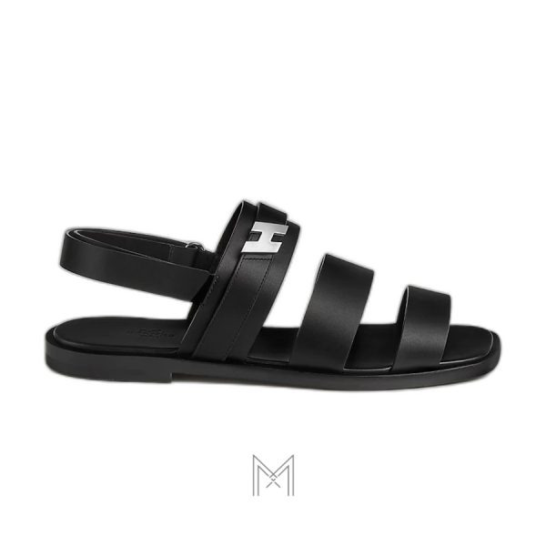 Dép Hermes Miky sandals màu đen chính hãng MGH059