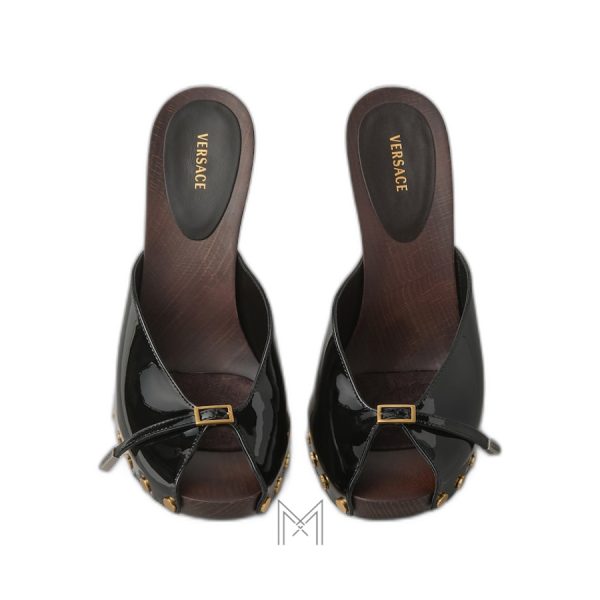 Dép cao gót Versace Sassi Patent Clogs 105mm MDV55