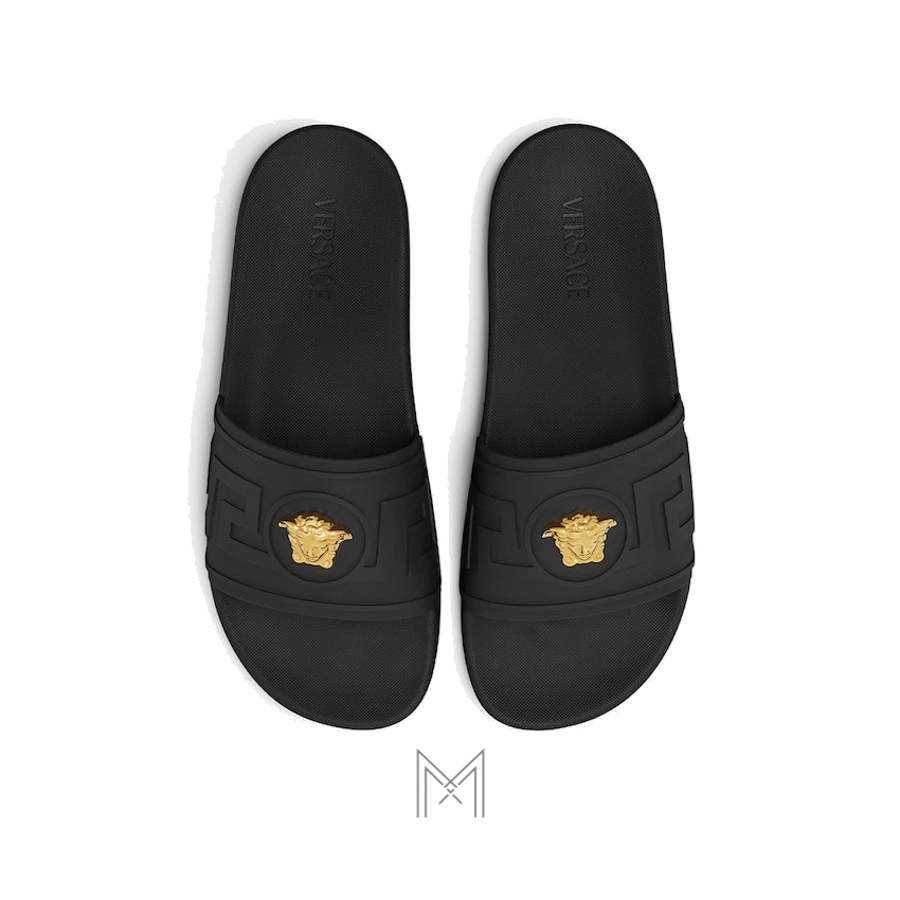 Dép quai ngang Versace La Medusa màu đen chính hãng MGV005 2026 Dép quai ngang Versace La Medusa màu đen chính hãng MGV005 2026