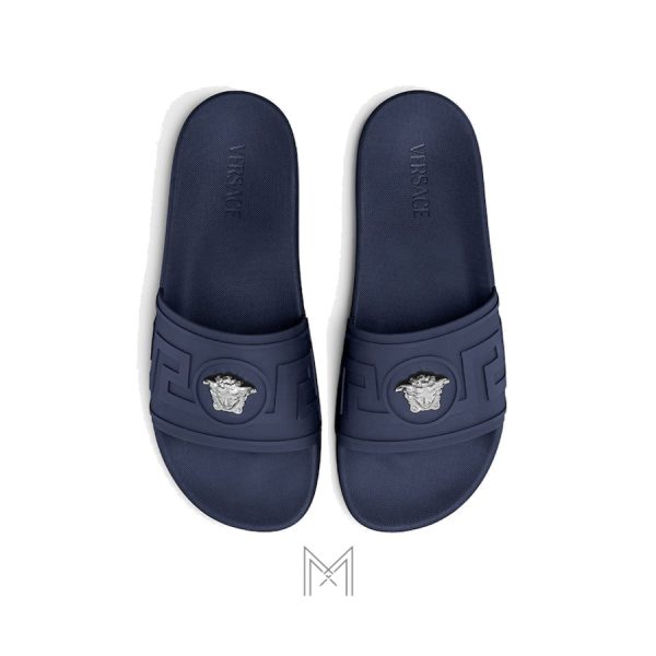 Dép quai ngang Versace La Medusa màu xanh hàng hiệu MGV006