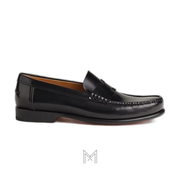 Giày lười Hermes Kennedy da màu đen authentic MGH047