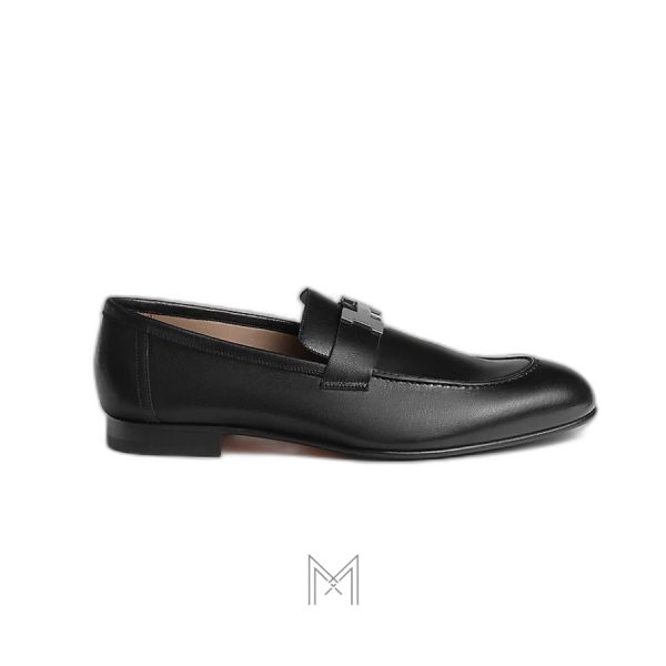 Giày da Hermes loafer màu đen chính hãng MGH046