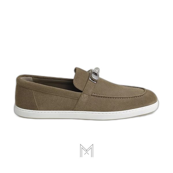Giày lười Hermes Mind màu nâu ghi chính hãng MGH061