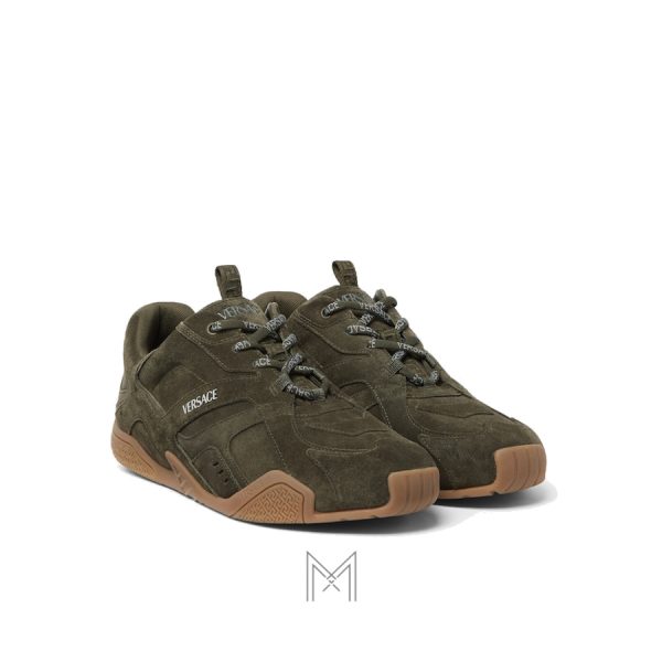 Giày thể thao nam Versace màu xanh rêu da lộn hàng hiệu MGV022